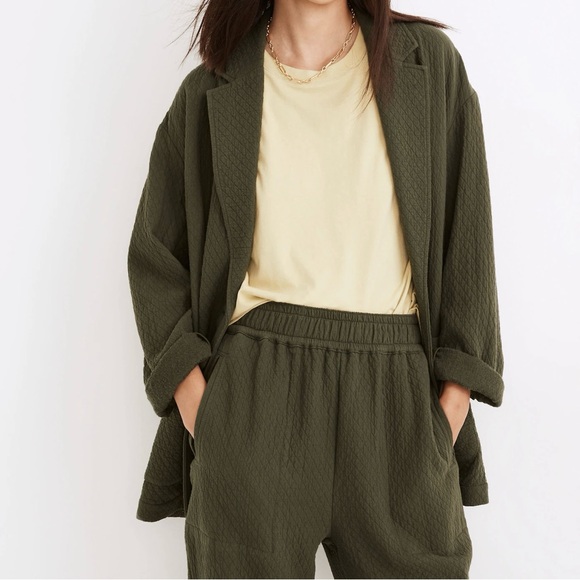 Madewell Diamond Jacquard Shaw Blazer Dark Forest Size XS - Picture 4 of 11